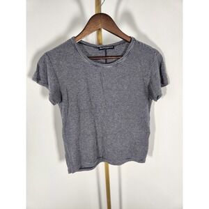 Brandy Melville Black Patterned White Stretch Short Sleeve T-Shirt One Size